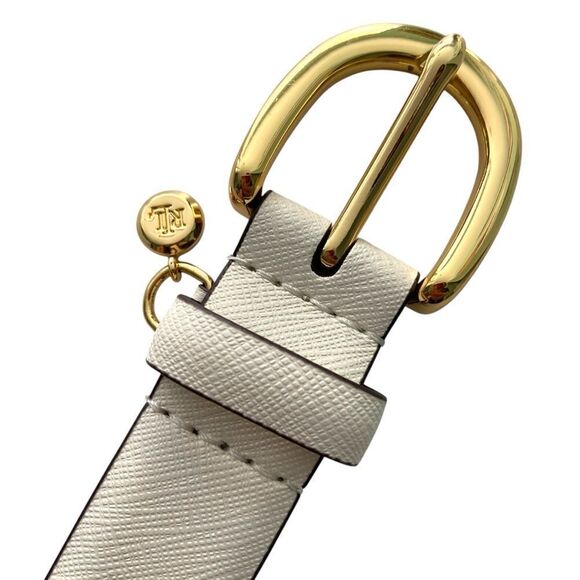 Lauren Ralph Lauren Gold Charm Saffiano White Leather Belt in Size L - 44.5 in main image 6